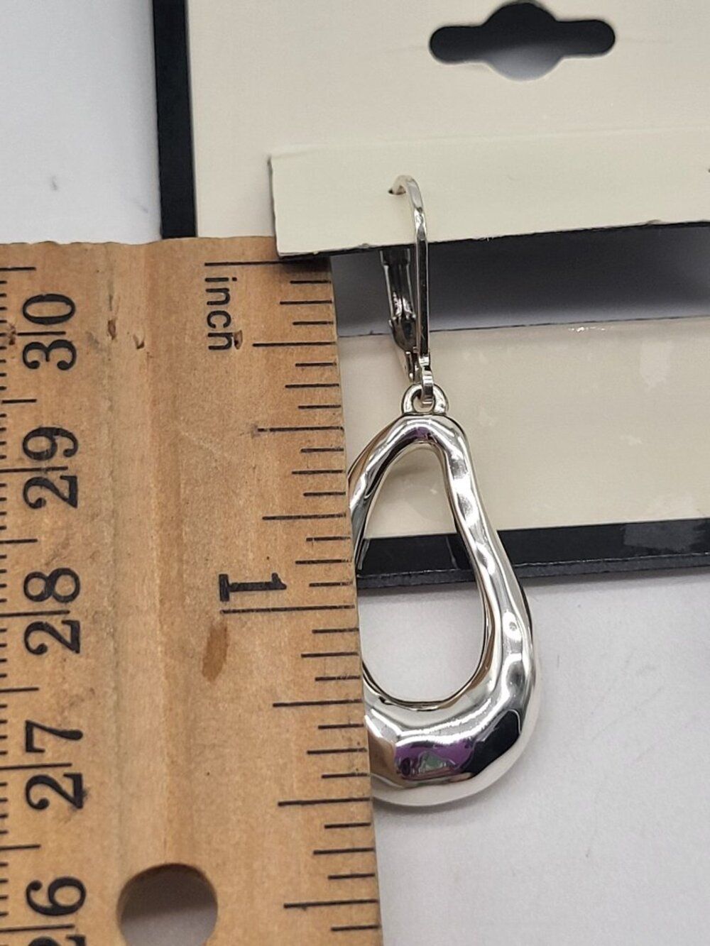 NAPIER Dangle Drop Oval Hammered Textured Earrings Silver Tone - Picture 5 of 5